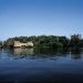 A photo of Bannerman Island and Castle in the Hudson River, off Beacon, New York.