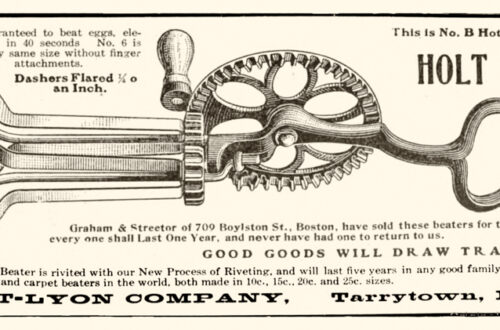 This is a trade publication ad for the Holt Egg Beater and Cream Whip produced by the Holt-Lyon Company of Tarrytown, New York.