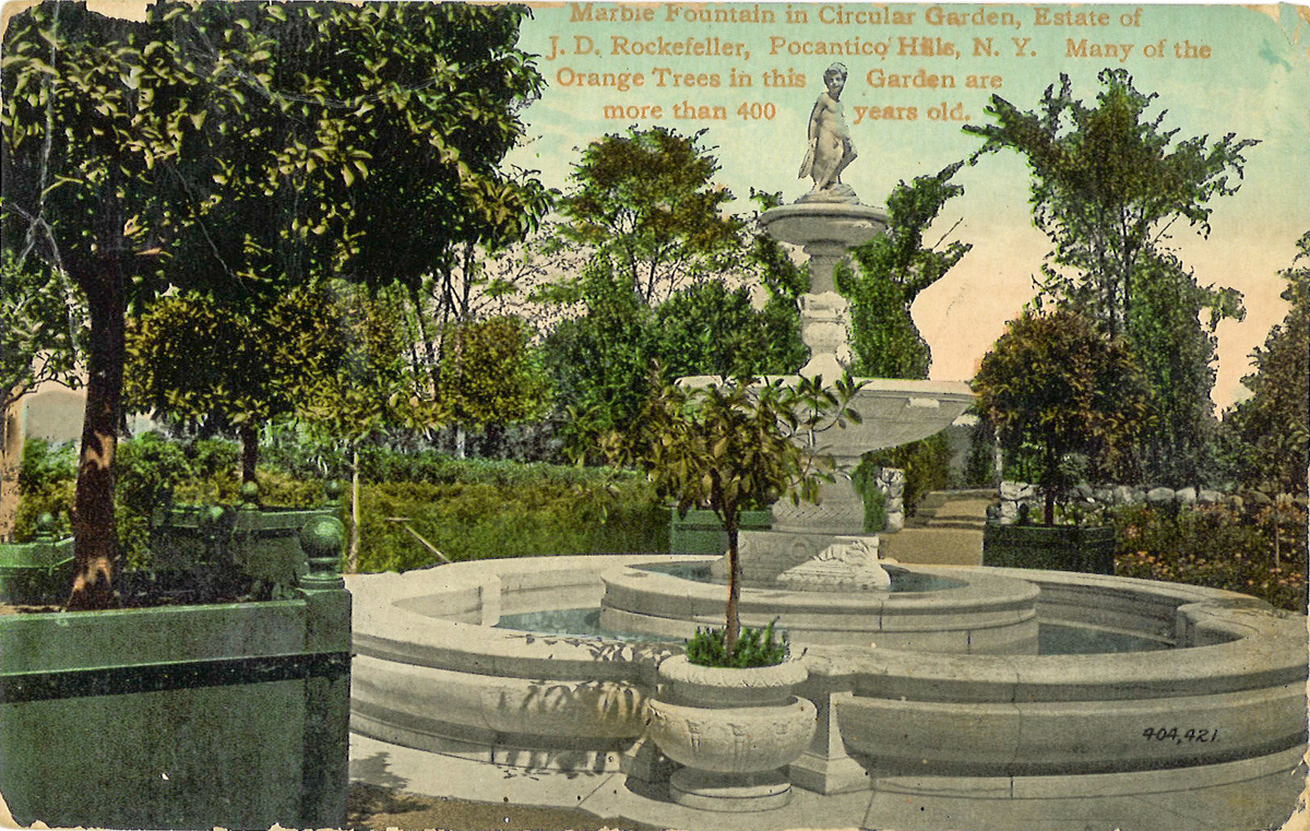 Marble Fountain in Circular Garden, Estate of J. D. Rockefeller.