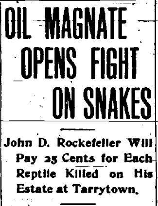 A newspaper clipping about the war on snakes.