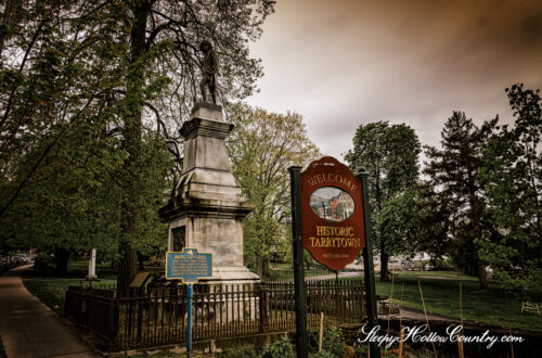 The André Captors monument in Tarrytown marks the spot where British spy Major John André was apprehended and where John André's ghost is said to linger.