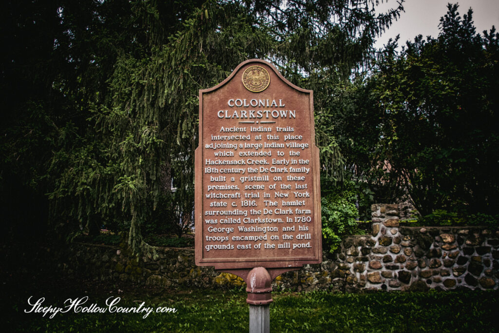 The site of the former DeClark mill in West Nyack is marked by this weathered Rockland County Historical Society sign.