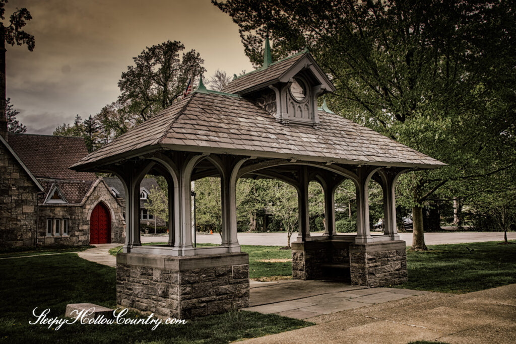 The Lychgate at St. Barnabas Church in Irvington faces the Albany Post Road.