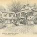 A pen and ink sketch postcard of Emily Shaw's Inn, Pound Ridge, NY.