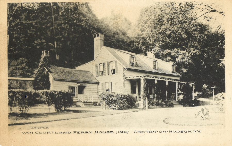 Black and white photo post card of Van Cortlandt Manor Ferry House published by J. A. Given, Croton-on-Hudson.