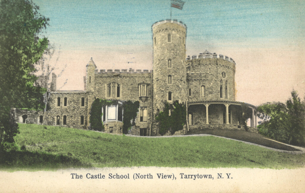 Tinted postcard of The Castle School in Tarrytown, New York.