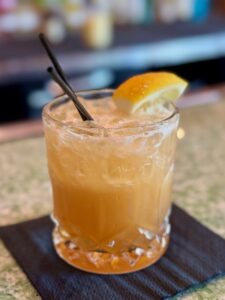 The Emily Shaw's Special cocktail in a rocks glass.